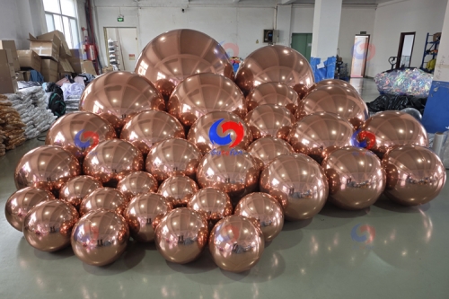 New arrival Durable & reusable rose gold big shiny balls rose golden inflatable chrome mirror finish balloon