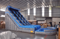 HOT sale commercial Big wave kids adult inflatable water slide with pool