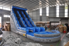 HOT sale commercial Big wave kids adult inflatable water slide with pool