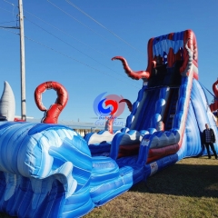 25ft ocean battle giant inflatable water slide with detachable pool for sale