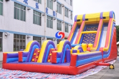 The most challenging Obstacle courses, Vertical crush inflatable dry slide  ,22feet rock climbing wall all in one playground