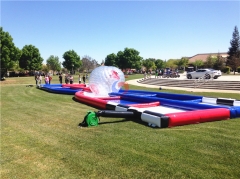 Double lane inflatable zorb ball collision race track WITH human hamster zorb ball for sale