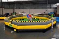 China best sale kids adult 8 man toxic wipeout inflatable sport games mechanical meltdown sweeper for sale