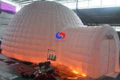 mobile night club party lightweight oxford cloth automatic double layer bed room inflatable dome tent with led lights