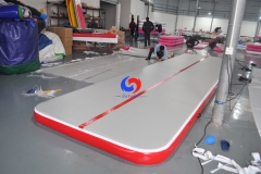 home practices front flips tumbling Red Gray 8inch air track inflatable air tumble track gymnastics mat 8*2*20 for gymnasts