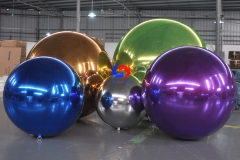 1.0m Dia.ceiling hanging metallic Metallic Inflatable Spheres inflatable giant silver mirror ball for christmas decoration