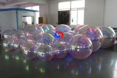 2.5m christmas event party shinny pvc sealed iridescent clear Metallic Inflatable Spheres illusion color inflatable mirror ball