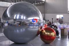 0.8m Dia. magic advertising backdrop metallic mirrored spheres gold/silver/purple inflatable mirror ball sphere for Christmas decoration