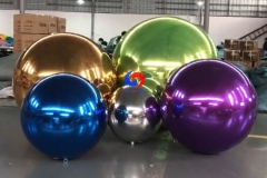 supersize large inflated mirrored ball spheres 1m 2m 3m gold purple iridescent clear blue inflatable mirror balls