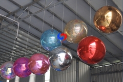 0.6m dazzling advertising lighting interaction inflatable led crowd ball large metallic sphere inflatable chrome ball