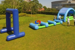 outdoor playgrounds Team building fun activities Airtight inflatable Blocky obstacle course without constant pumping