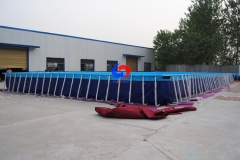 China pool equipment manufacturer 30m*12m*1.5m above ground steel wall rectangular metal frame swimming pool for sale