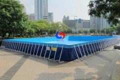 outdoor mobile 25m*15m*1.5m meter above ground steel frame swimming pool for school swimming training