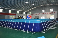 Worldwide shipping Customized size 15m*15m rectangular above ground metal wall steel frame swimming pool