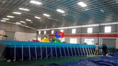 Custom prefabricated swim pool portable 25m*6m*1.32m rectangular above ground steel swimming pools for swim training