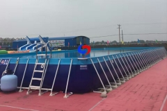 China fast delivery portable big floor above ground metal frame 2 lane 25m lap swimming pools for water games swim event