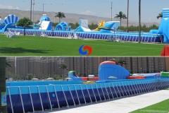 very fast delivery 50 meter above ground steel metal frame big swimming pool portable to make water games event