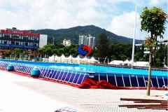 very fast delivery 50 meter above ground steel metal frame big swimming pool portable to make water games event