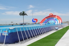 very fast delivery 50 meter above ground steel metal frame big swimming pool portable to make water games event