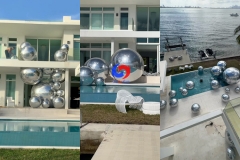 worldwide shipping huge silver color inflatables spheres big metallic mirror balls silver colored inflatable mirror balls