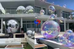 worldwide shipping huge silver color inflatables spheres big metallic mirror balls silver colored inflatable mirror balls