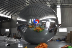 custom brand logo &color huge silver colored metallic mirror balls 4 meters 6m high gIant inflatable silver mirror balls