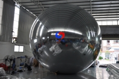 custom brand logo &color huge silver colored metallic mirror balls 4 meters 6m high gIant inflatable silver mirror balls