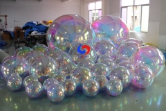 HOT SALE custom giant/large 1m-6m silver black rainbow colorful pvc balloons decoration inflatable iridescent mirror ball/sphere