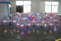 HOT SALE custom giant/large 1m-6m silver black rainbow colorful pvc balloons decoration inflatable iridescent mirror ball/sphere