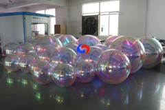 HOT SALE custom giant/large 1m-6m silver black rainbow colorful pvc balloons decoration inflatable iridescent mirror ball/sphere