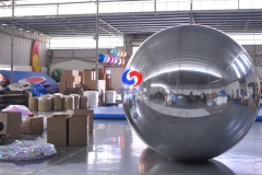 Hot selling 3m Giant inflatable PVC stage decor mirror silver ball large reflective silver mirror sphere decoration