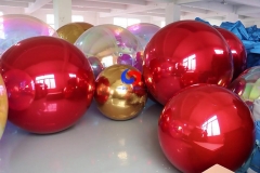 Top quality decoration mirror ball red pvc inflatable mirror plastic ball sphere red party disco decorative balls