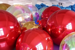 Top quality decoration mirror ball red pvc inflatable mirror plastic ball sphere red party disco decorative balls