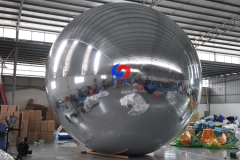 Hot selling 3m Giant inflatable PVC stage decor mirror silver ball large reflective silver mirror sphere decoration