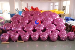 Double wall thickness Oversized Christmas Ornaments Concert decor metallic Light Pink Inflatable Mirror Ball/Sphere