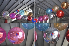 Double wall thickness Oversized Christmas Ornaments Concert decor metallic Light Pink Inflatable Mirror Ball/Sphere