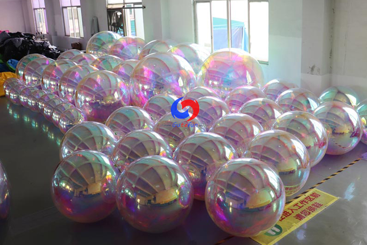 iridescent inflatable mirror balls pvc chrome sphere pvc metallic ...