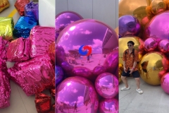 Custom Order corporate gathering event decorations Inflatable Light Pink Mirror Ball Spheres with inflate/deflate pump