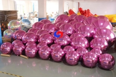 Custom Order corporate gathering event decorations Inflatable Light Pink Mirror Ball Spheres with inflate/deflate pump