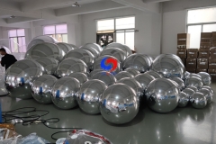 roof hanging reflective pvc shiny inflatable balloons sealed gold/silver mirror ball for christmas event decoration