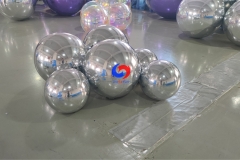 0.4m -10m giant decor silver colour inflatable mirror balls/ spheres large silver balls mirror balls for decoration