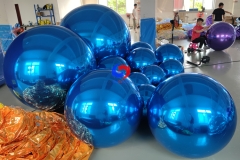 Bespoke event backdrop styling christmas disco mirror balls big shiny blue decor sphere inflatable mirror ball blue