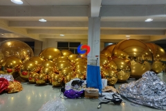 Lighting, Weddings, Corporate, Live Events beautiful decor giant mirror spheres chrome balloons adorning ceiling & architecture