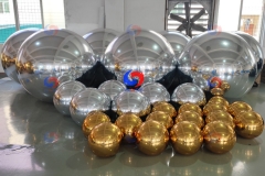 Re-inflatable big shiny balls Giant Inflatable chrome ball ornaments Gold Silver big shiny balloon for multiple uses