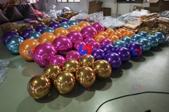 Door to door Air Cargo Customized logo Purple Teal Gold Orange Pink BIG Shiny mirrorballs inflatable mirror balls 