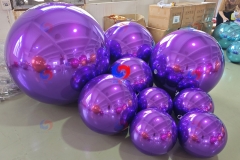 anniversary event party backdrop decor big shiny giant inflatable grape purple metallic sphere/mirror balls/balloons