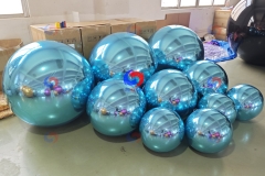 Birthday party decor new giant teal big shiny orbs big shiny blue metallic inflatable spheres/mirror balls/balloons