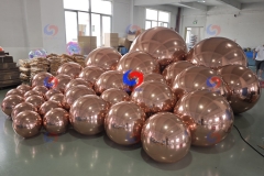 New arrival Durable & reusable rose gold big shiny balls rose golden inflatable chrome mirror finish balloon