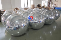 super giant silver inflatable chrome mirror finish balloon big shiny balls for parties, corporate events decoration