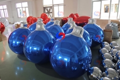  2.4m, 1.8m, 1.2m .90cm ,.60cm christmas hanging decor big shiny Red /blue inflatable Ball Ornament and Silver Tops